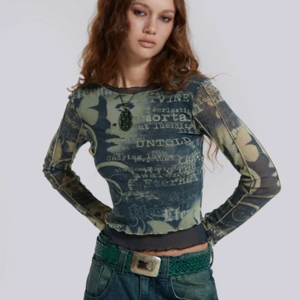 NWT Jaded London Primavera Mesh Long Sleeve Top